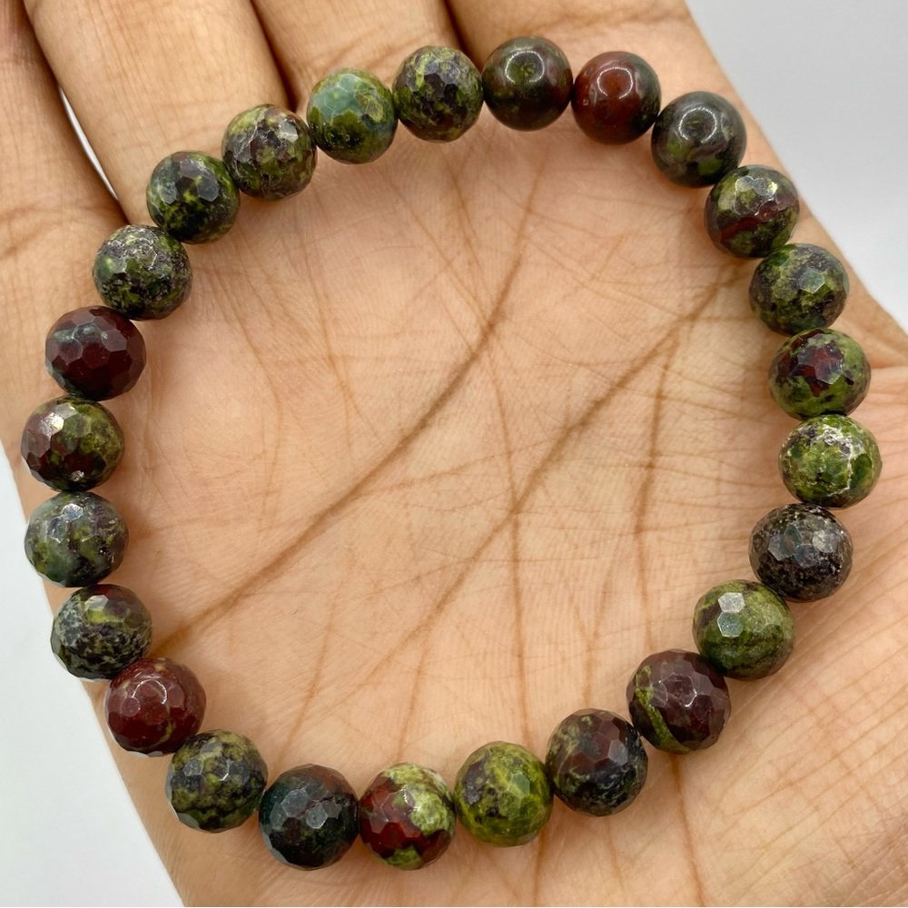 Faceted Dragon Blood Jasper Crystal Bracelet 8mm
